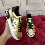 Gold Leather Casual Sneakers #41 | Men's Streetwear