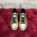 Gold Leather Casual Sneakers #41 | Men's Streetwear