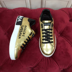 Gold Leather Casual Sneakers #41 | Men's Streetwear