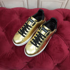 Gold Leather Casual Sneakers #41 | Men's Streetwear