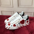White & Red Leather Casual Sneakers #42 | Men's Streetwear