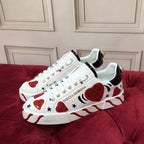 White & Red Leather Casual Sneakers #42 | Men's Streetwear