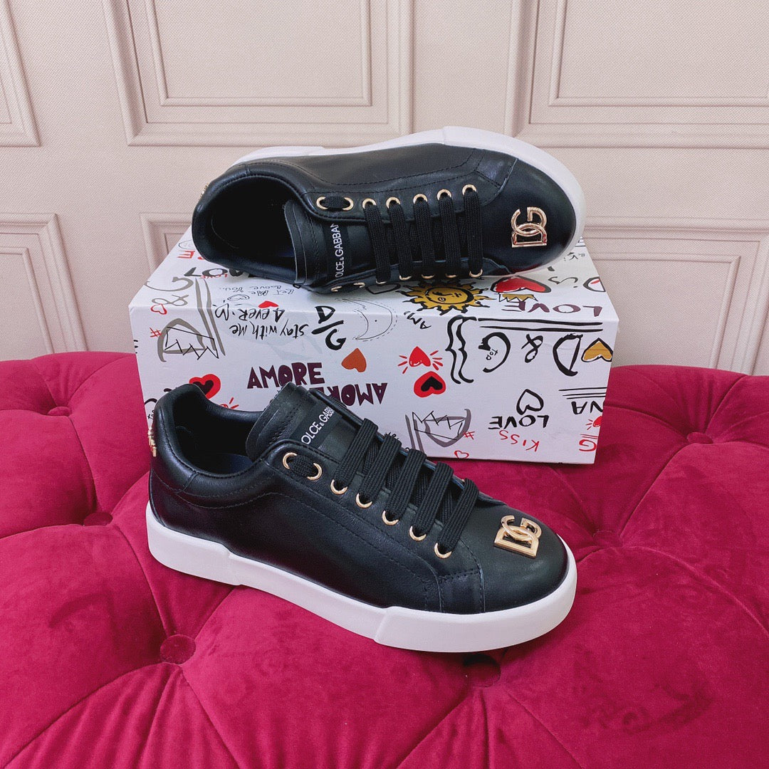 Black Leather Casual Sneakers #44 | Men's Streetwear