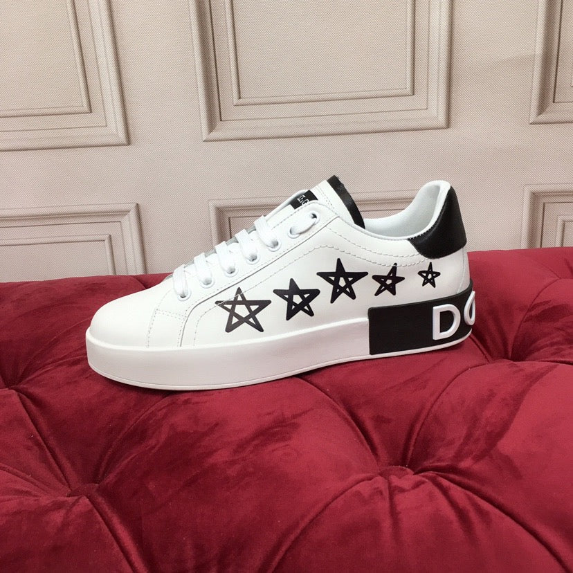 White & Red Leather Casual Sneakers #42 | Men's Streetwear