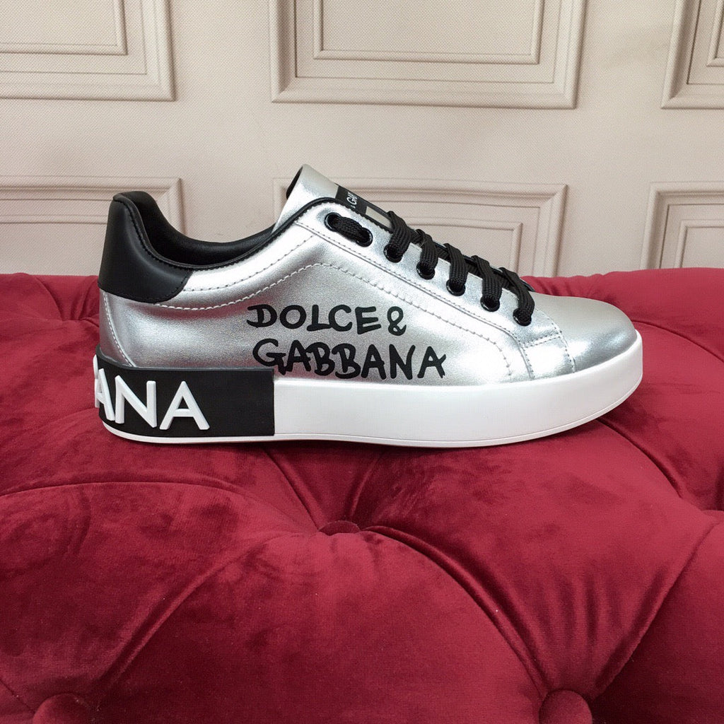 D*G Gold Leather Casual Sneakers #41 | Men's Streetwear