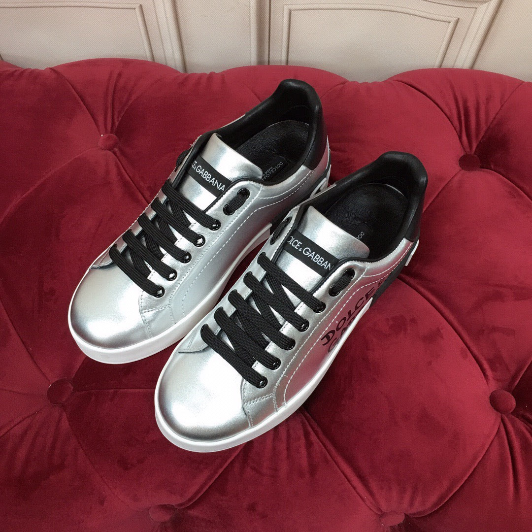 D*G Gold Leather Casual Sneakers #41 | Men's Streetwear
