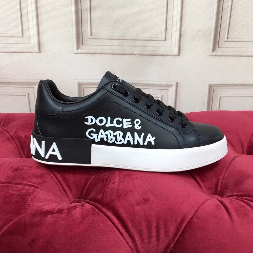 D*G Gold Leather Casual Sneakers #41 | Men's Streetwear