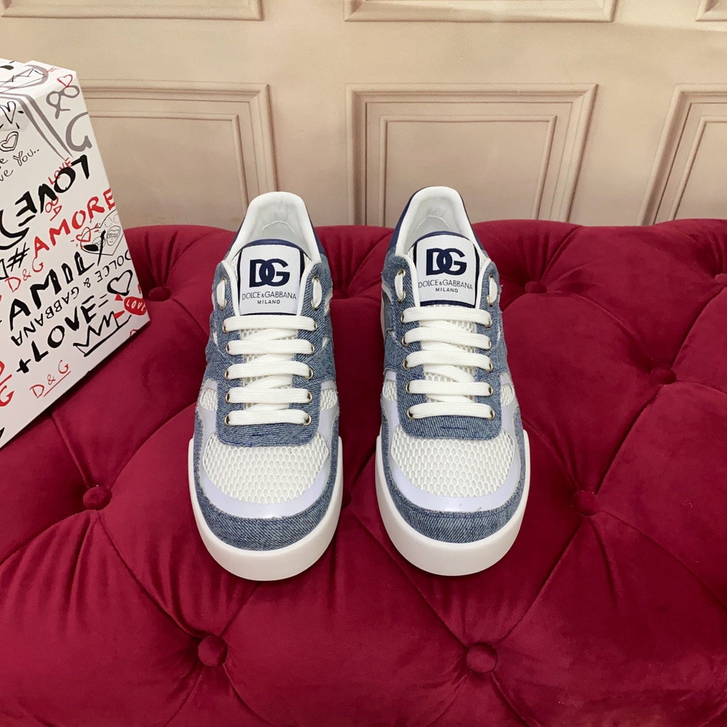 2026 Premium Leather Casual Sneakers - Designer Unisex Shoes in Blue & Black