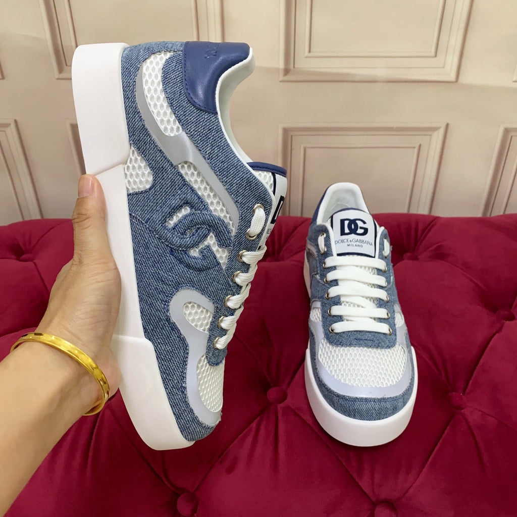 2026 Premium Leather Casual Sneakers - Designer Unisex Shoes in Blue & Black