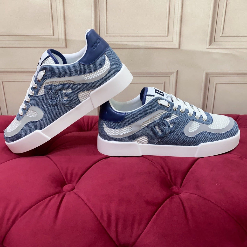 2026 Premium Leather Casual Sneakers - Designer Unisex Shoes in Blue & Black