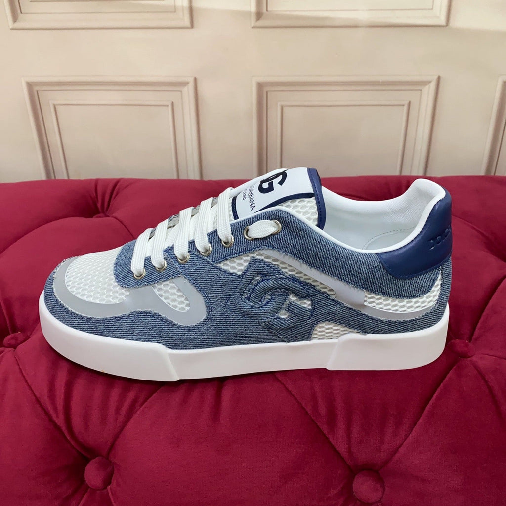 2026 Premium Leather Casual Sneakers - Designer Unisex Shoes in Blue & Black