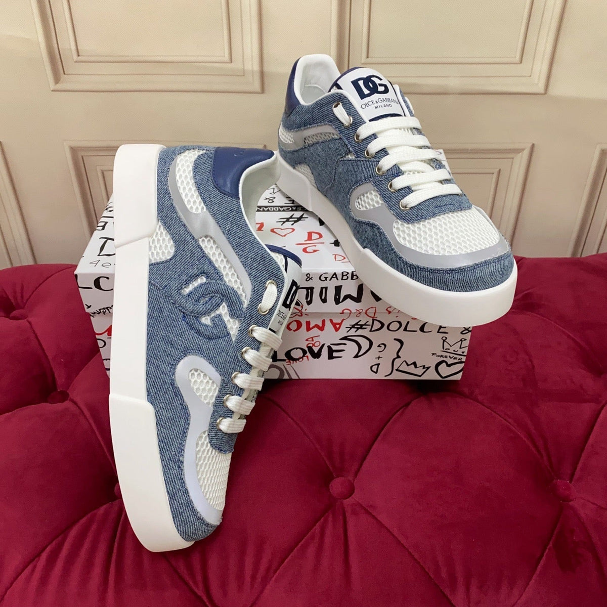 2026 Premium Leather Casual Sneakers - Designer Unisex Shoes in Blue & Black