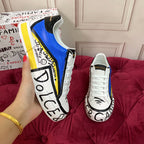 2026 Premium Leather Casual Sneakers - Designer Unisex Shoes in White-Blue & White-Pink