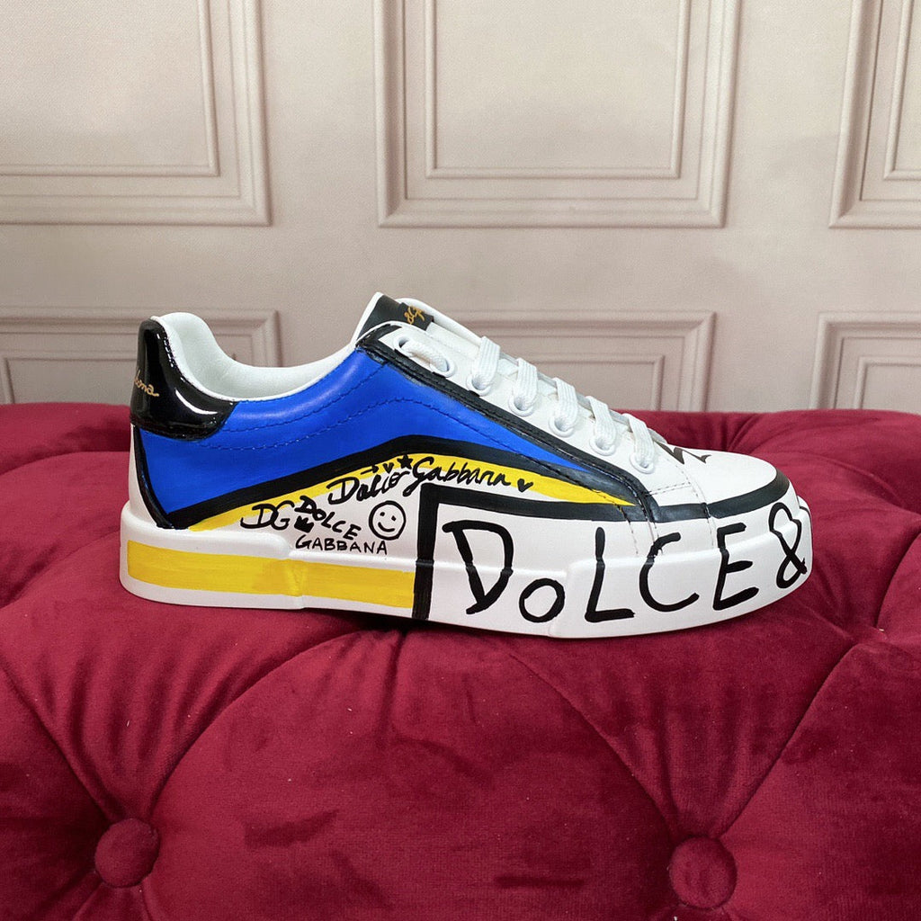 2026 Premium Leather Casual Sneakers - Designer Unisex Shoes in White-Blue & White-Pink