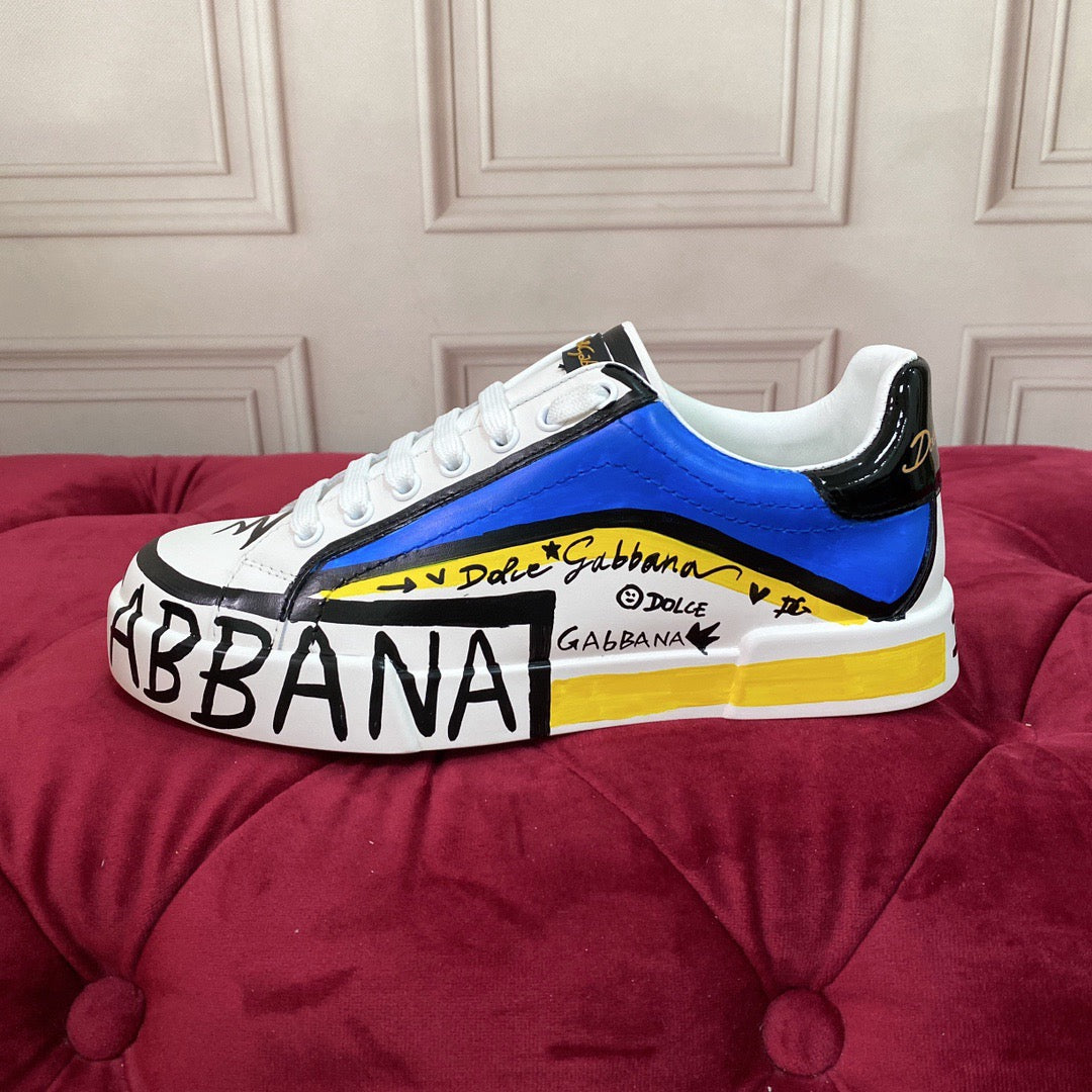 2026 Premium Leather Casual Sneakers - Designer Unisex Shoes in White-Blue & White-Pink