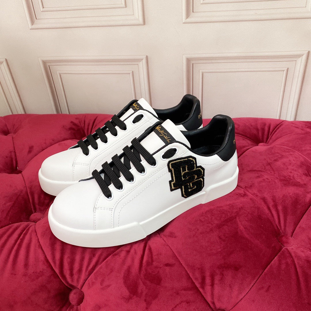 White & Red Leather Casual Sneakers #53 | Men's Streetwear