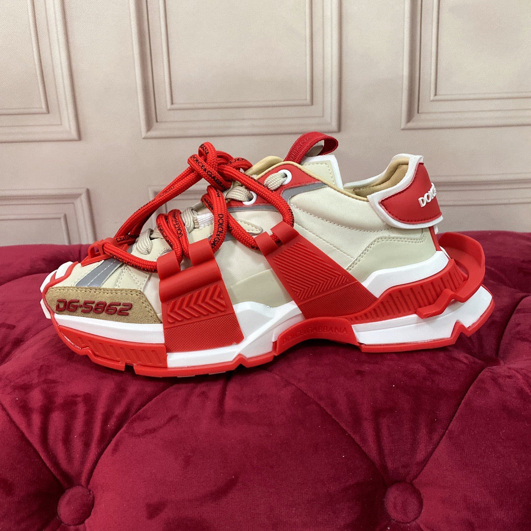 Red Leather Casual Sneakers #51 | Men's Streetwear