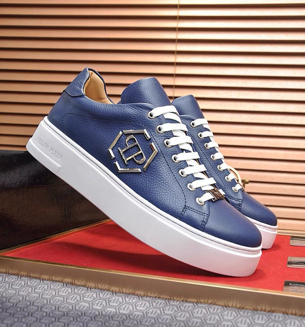 PP White Textured Platform Sneakers | Men's Streetwear