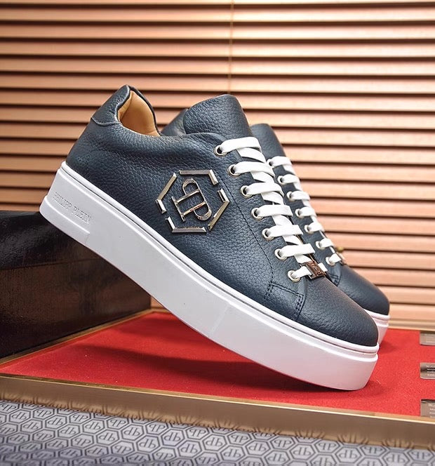 PP White Textured Platform Sneakers | Men's Streetwear