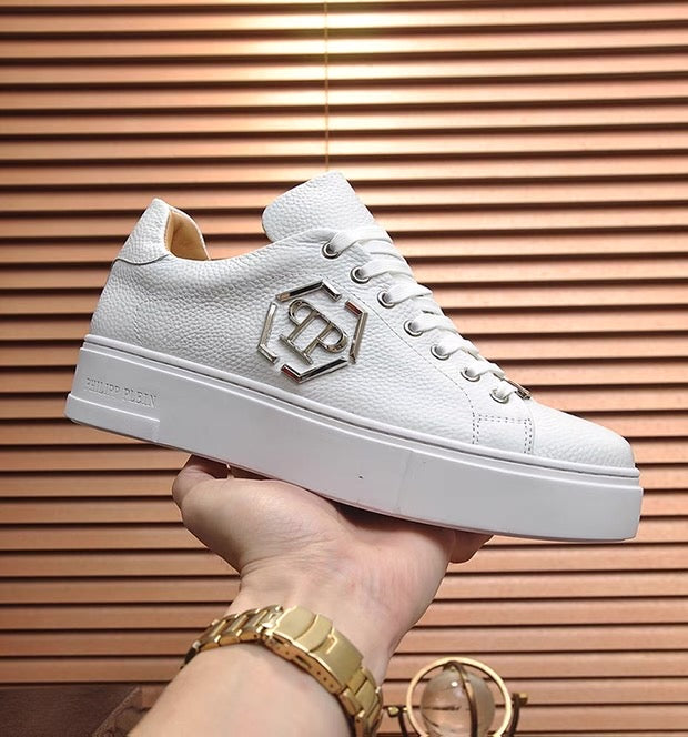 PP White Textured Platform Sneakers | Men's Streetwear