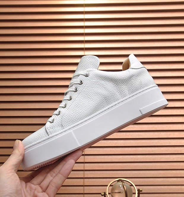 PP White Textured Platform Sneakers | Men's Streetwear