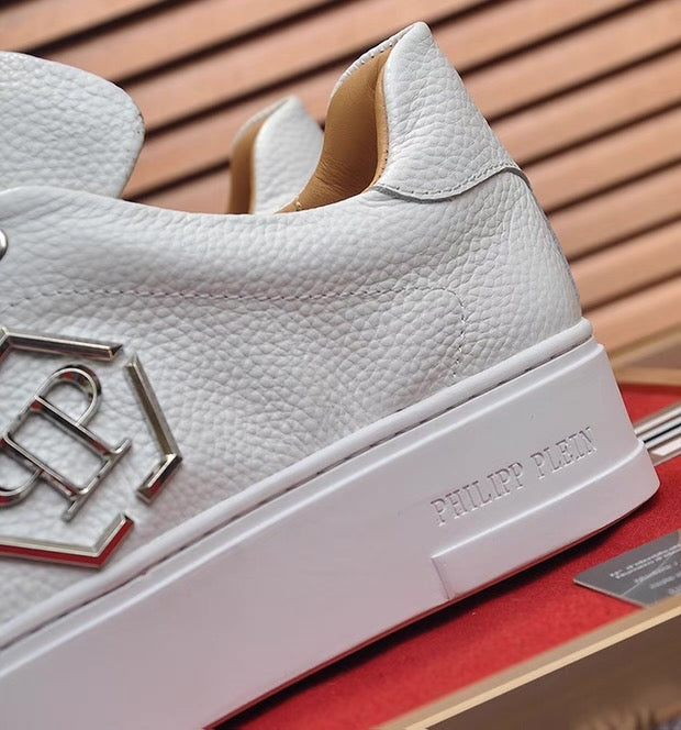 PP White Textured Platform Sneakers | Men's Streetwear