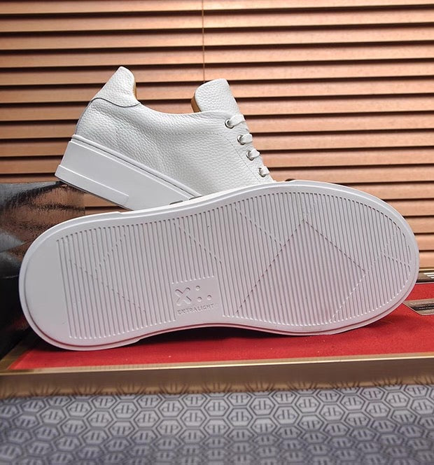PP White Textured Platform Sneakers | Men's Streetwear