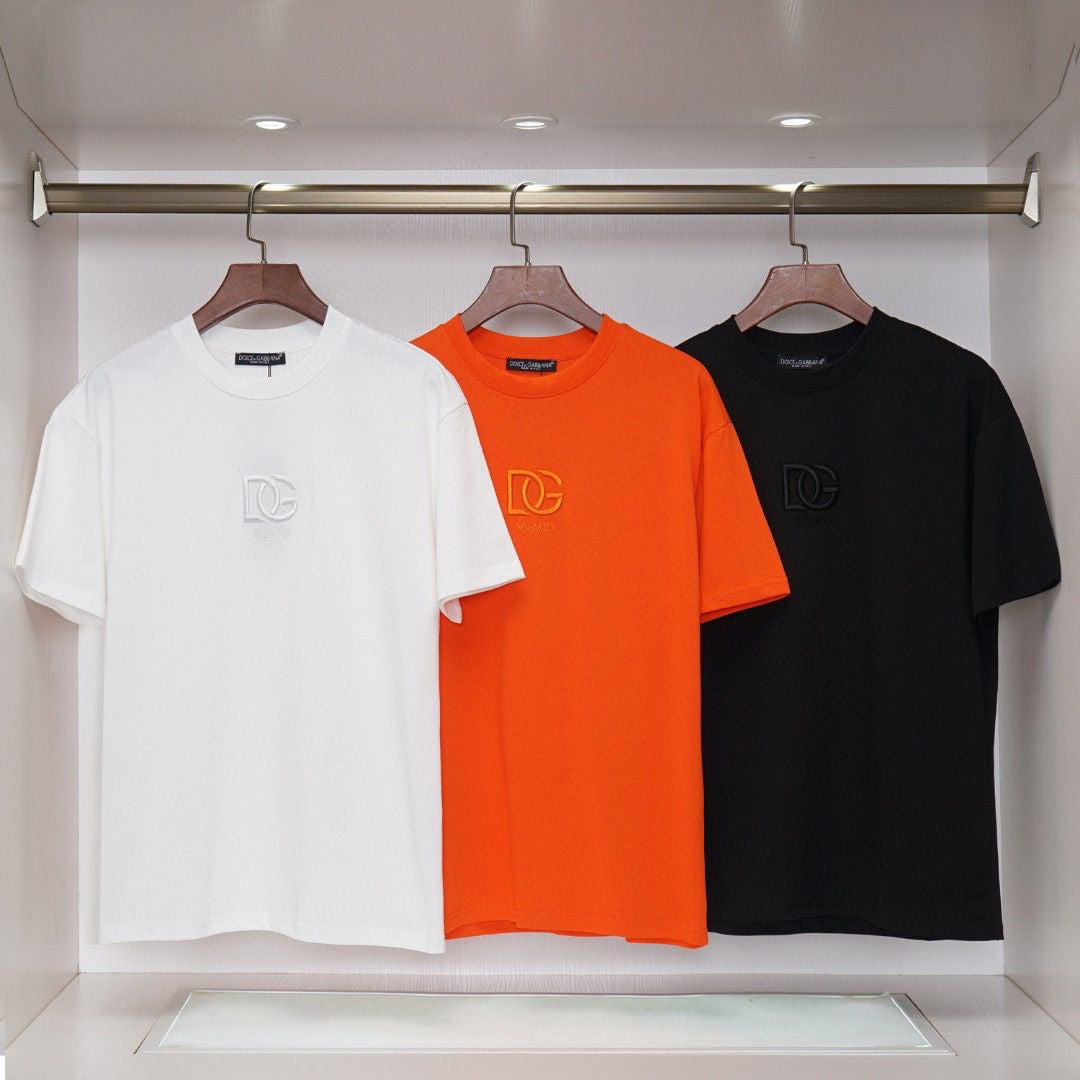 D*G Streetwear Cotton T-Shirt #10 | Men's Black White Orange Tee