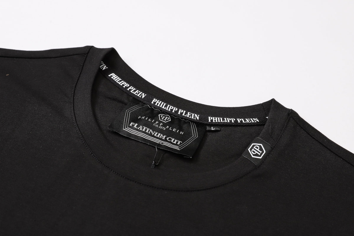 PP Black Streetwear Cotton T-Shirt #55 | Men's Tee
