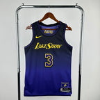 Lakers BackNameNumber City Jersey in Purple Hanging 001