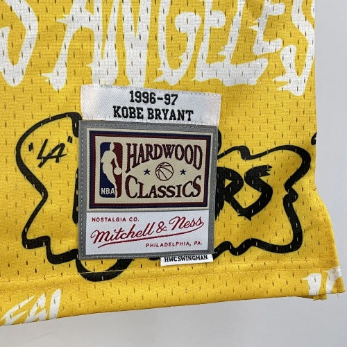 Kobe Bryant Los Angeles Lakers No.8 Throwback Graffiti Swingman Jersey 1996-97 - View 969