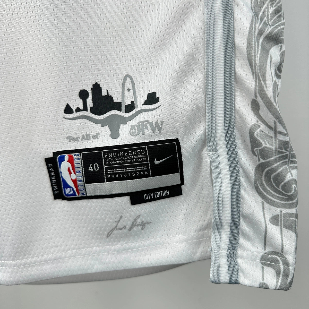 Mavericks BackNameNumber City Jersey in White Flatlay 007