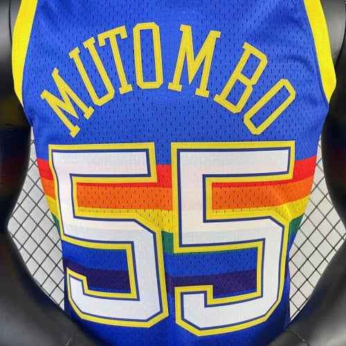 Dikembe Mutombo Denver Nuggets No.55 Throwback Swingman Jersey 1991-92 Blue - View 919