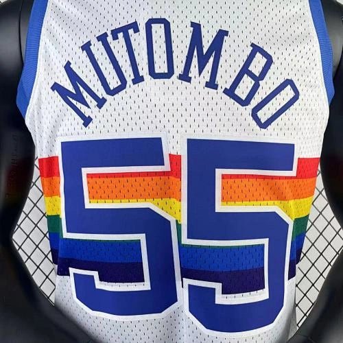 Dikembe Mutombo Denver Nuggets No.55 Throwback Swingman Jersey 1991-92 Blue - View 919