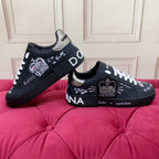 White & Black Leather Casual Sneakers #8707 | Men's Streetwear