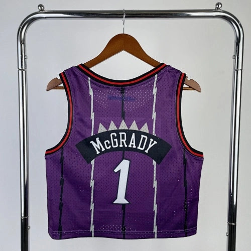 Tracy McGrady Toronto Raptors No.1 Throwback Crop Top Women's Jersey  - View 4