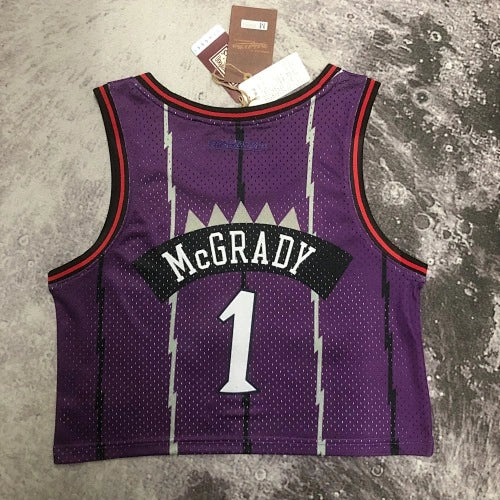 Tracy McGrady Toronto Raptors No.1 Throwback Crop Top Women's Jersey  - View 22