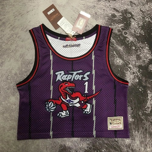 Tracy McGrady Toronto Raptors No.1 Throwback Crop Top Women's Jersey  - View 23