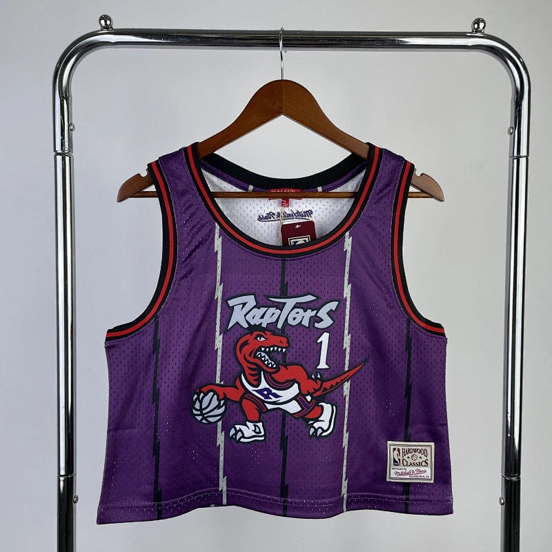 Tracy McGrady Toronto Raptors No.1 Throwback Crop Top Women's Jersey  - View 1