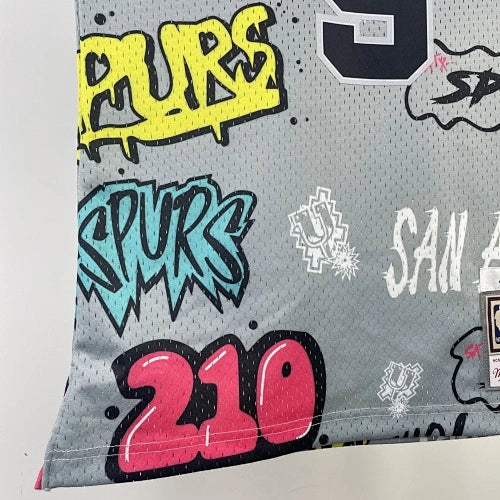 Tony Parker San Antonio Spurs No.9 Throwback Graffiti Swingman Jersey 2002-03 - View 20