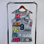 Tony Parker San Antonio Spurs No.9 Throwback Graffiti Swingman Jersey 2002-03 - View 20