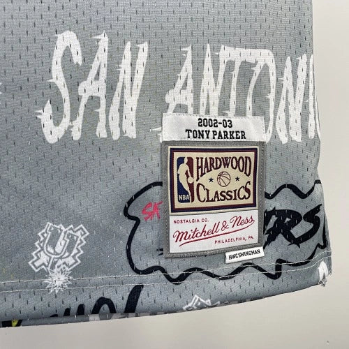 Tony Parker San Antonio Spurs No.9 Throwback Graffiti Swingman Jersey 2002-03 - View 20