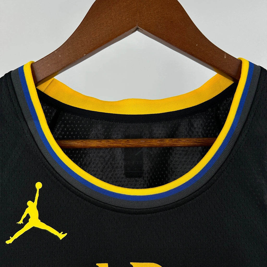 Warriors CollarTag AirJordan Jersey in Black Hanging 010