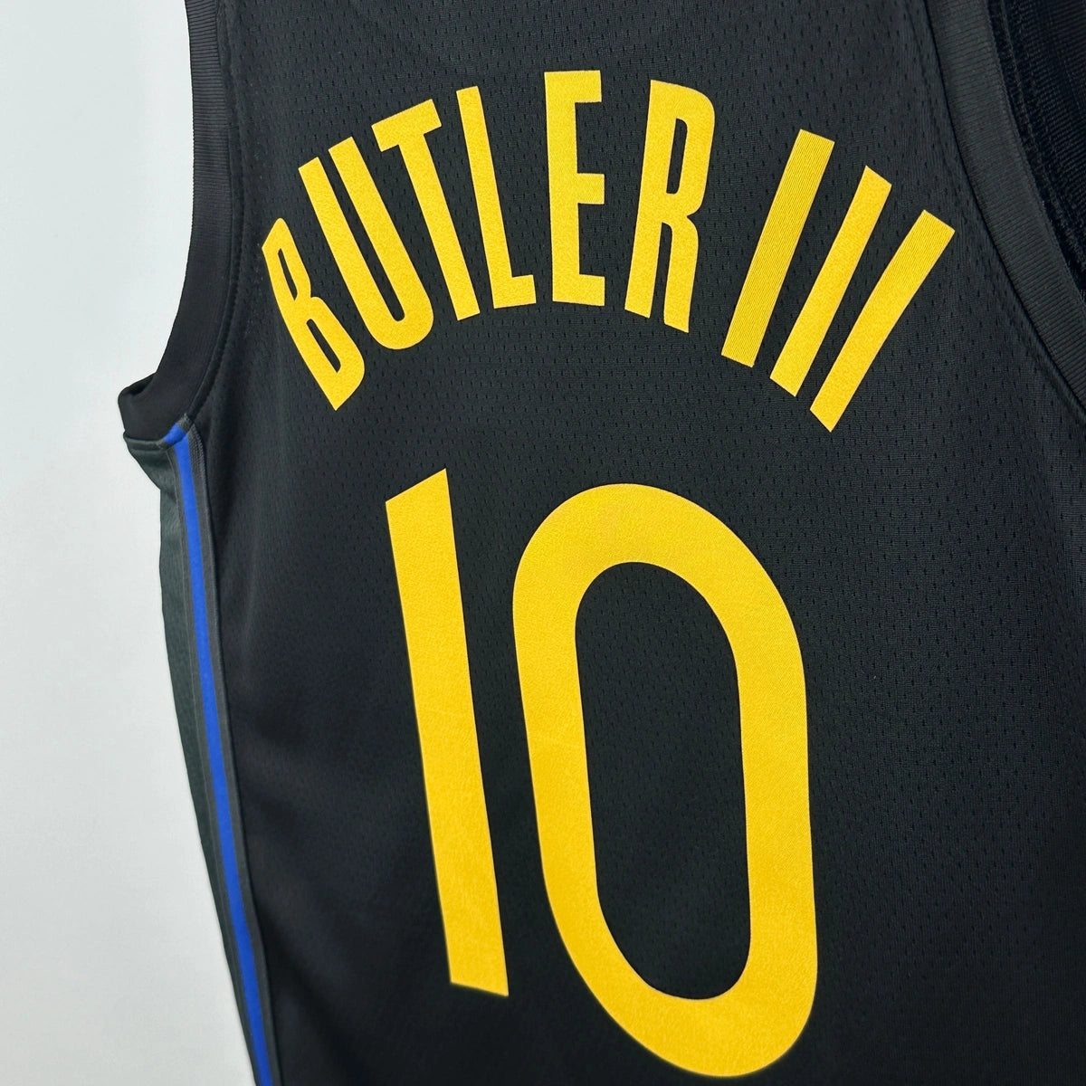 Warriors FabricDetail AirJordan Jersey in Black Hanging 005
