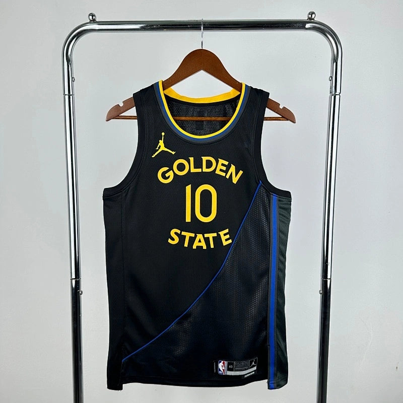 Warriors FrontFull AirJordan Jersey in Black Hanging 001