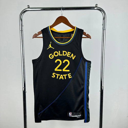 Warriors FrontFull AirJordan Jersey in Black Hanging 001