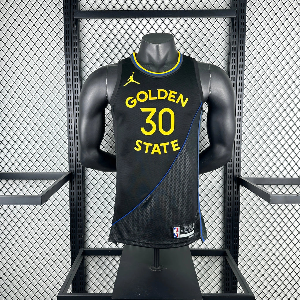 Warriors FrontFull AirJordan Jersey in Black Mannequin 003