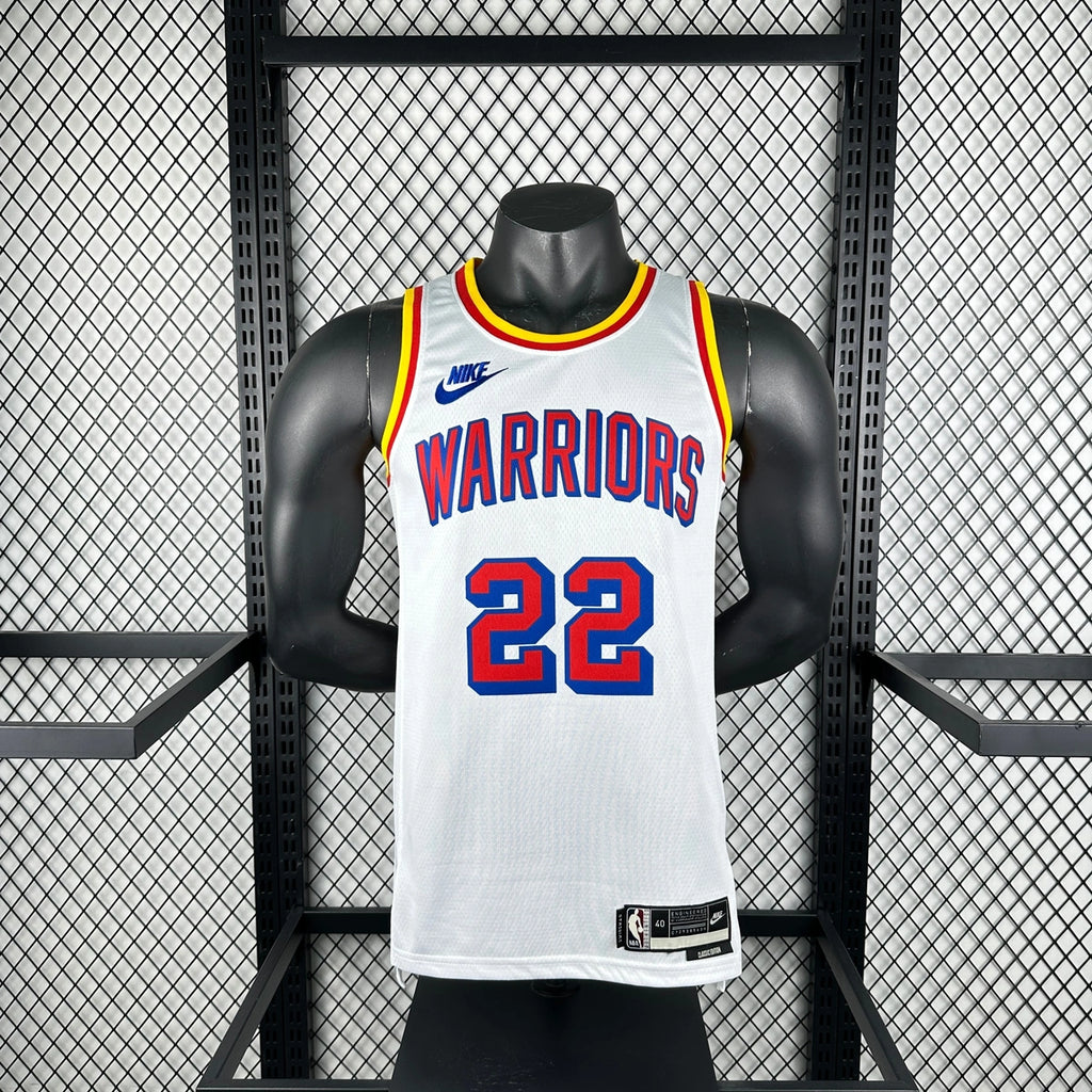 Warriors BackLogo Throwback Jersey in White Hanging 007