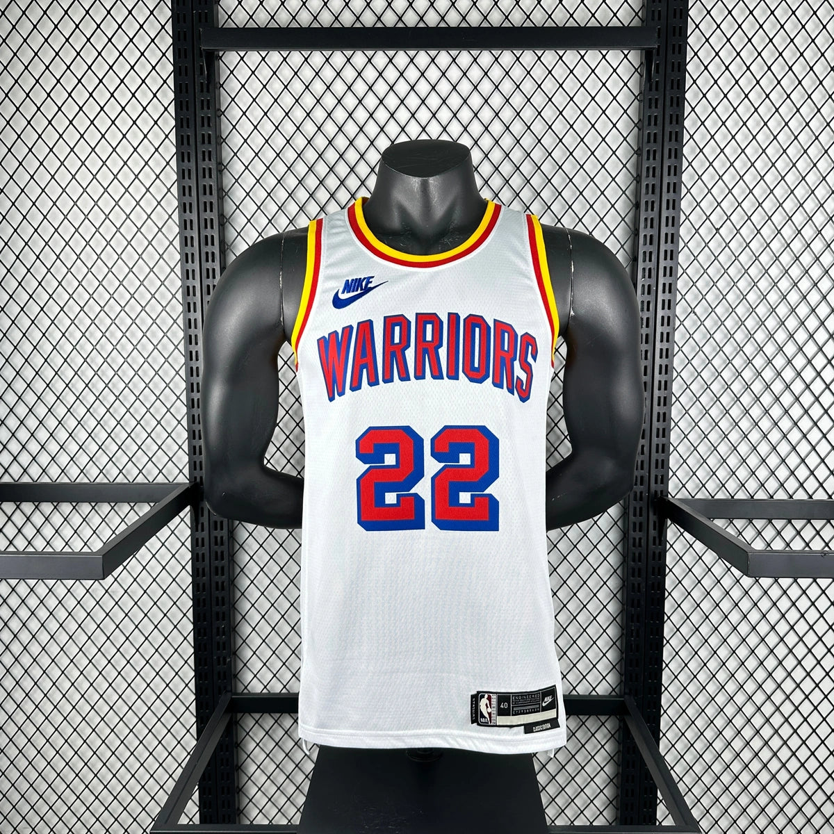 Warriors BackLogo Throwback Jersey in White Hanging 007