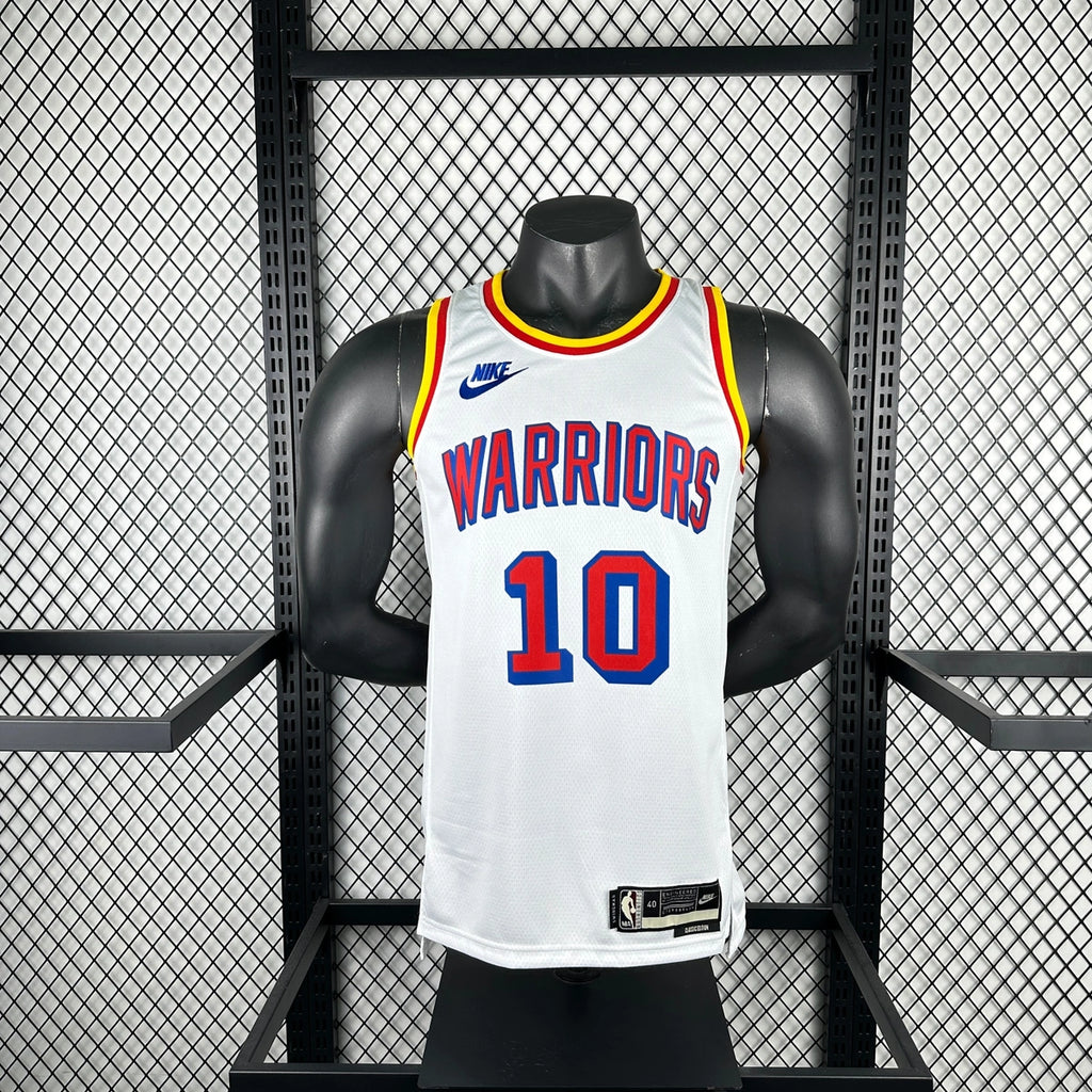 Warriors BackNameNumber Throwback Jersey in White Hanging 003